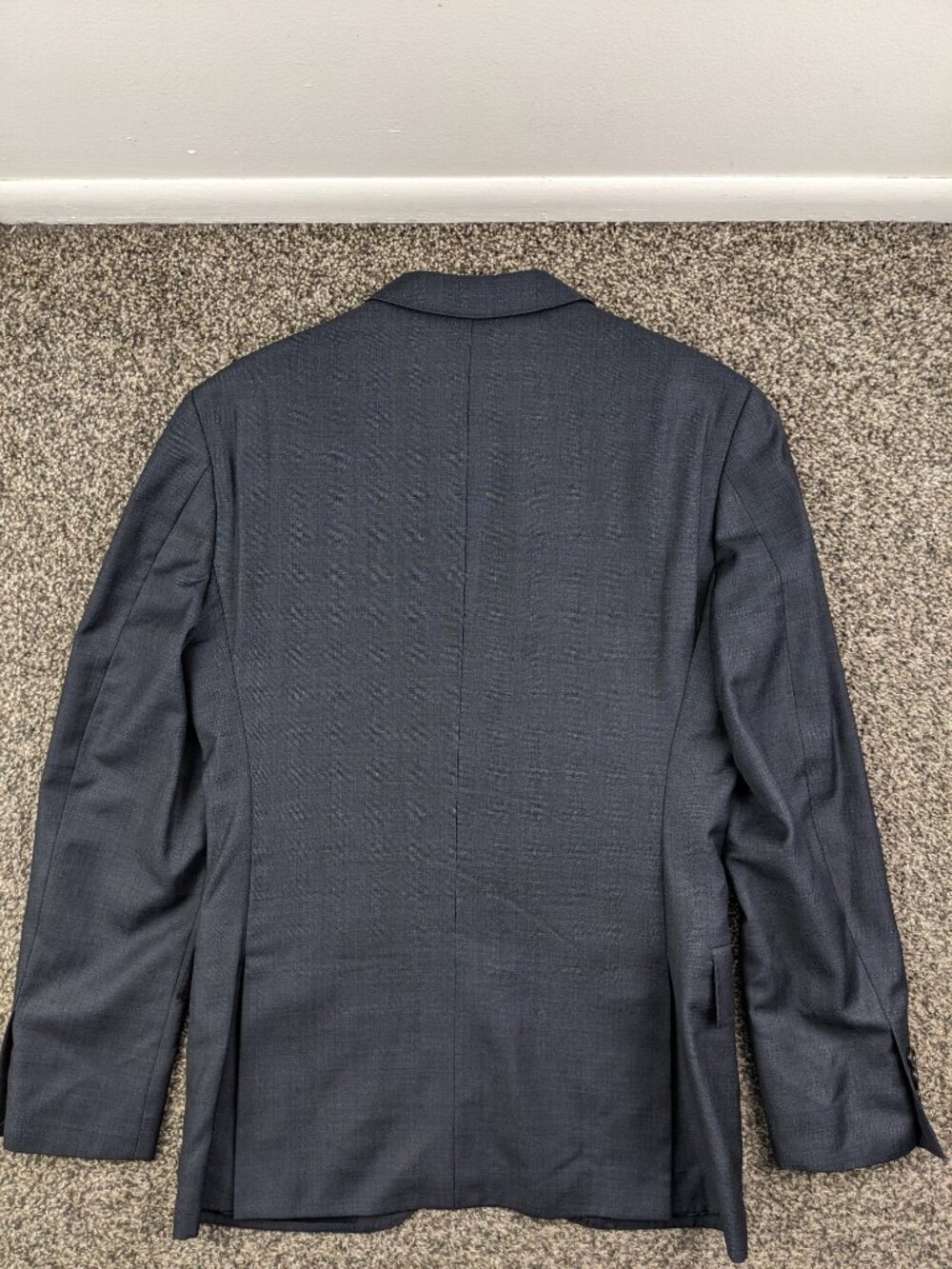 J Crew 36S Ludlow Slim Fit Italian Wool Sharkskin Blue Sport Coat Suit Jacket - Picture 10 of 11